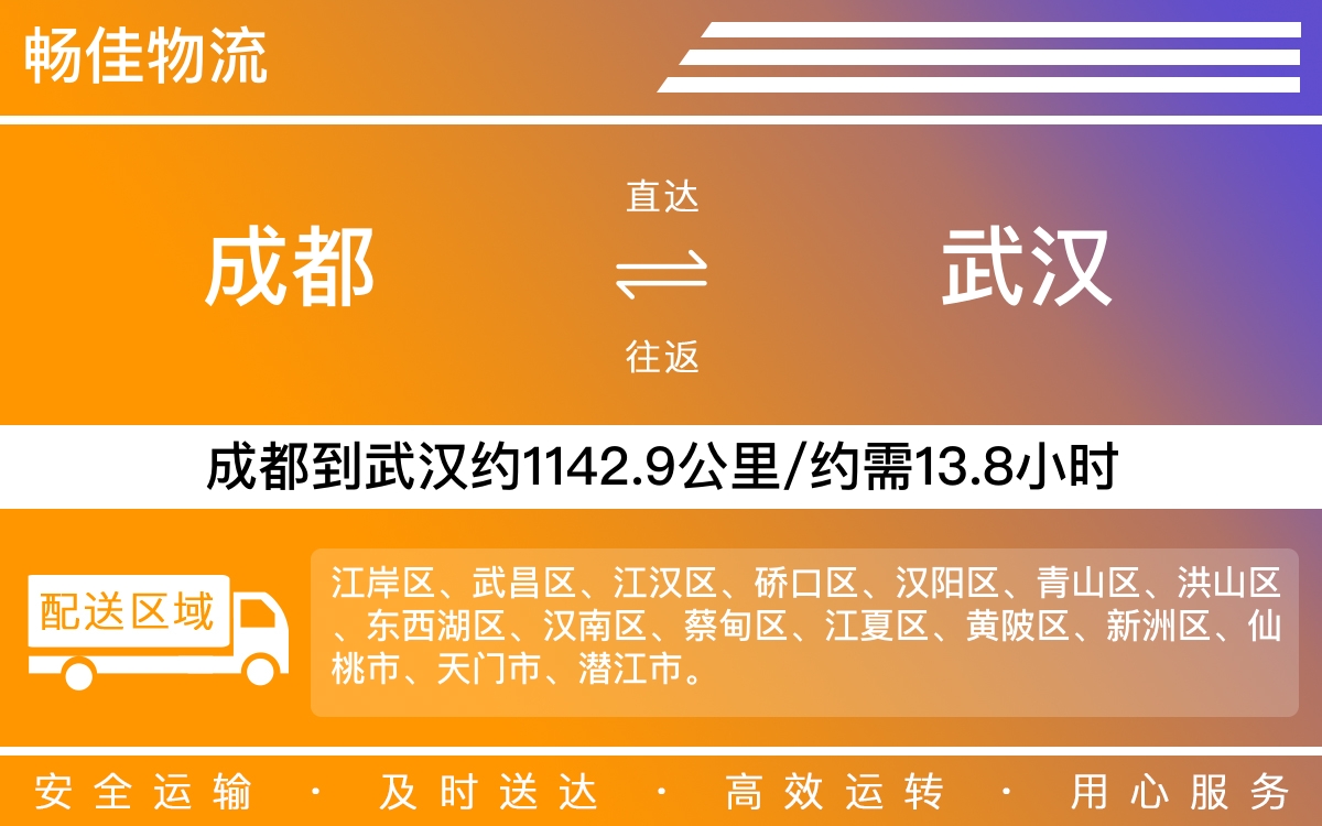 成都到武汉物流专线需要几天