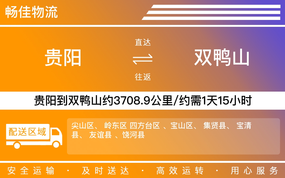 贵阳到双鸭山物流公司-贵阳到双鸭山货运专线
-每天发车时效快